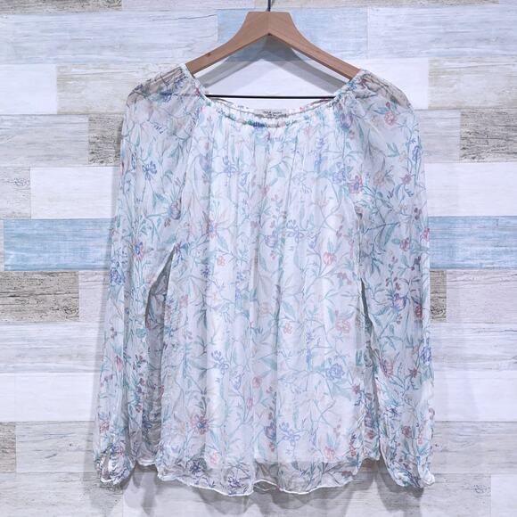Viola Borghi Silk Floral Sheer Overlay Off The Shoulder Top Italy Womens Small - Picture 1 of 6